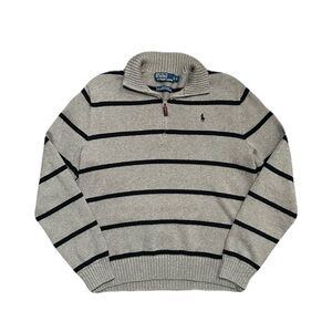 Vintage Polo Ralph Lauren Men's Quarter Zip Striped Pullover Knit Sweater small